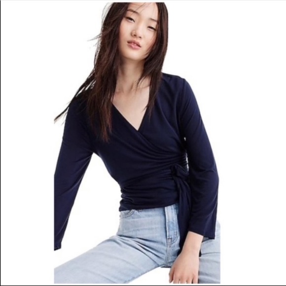 NWT J. Crew Olive Green Wrap Top - Picture 6 of 8